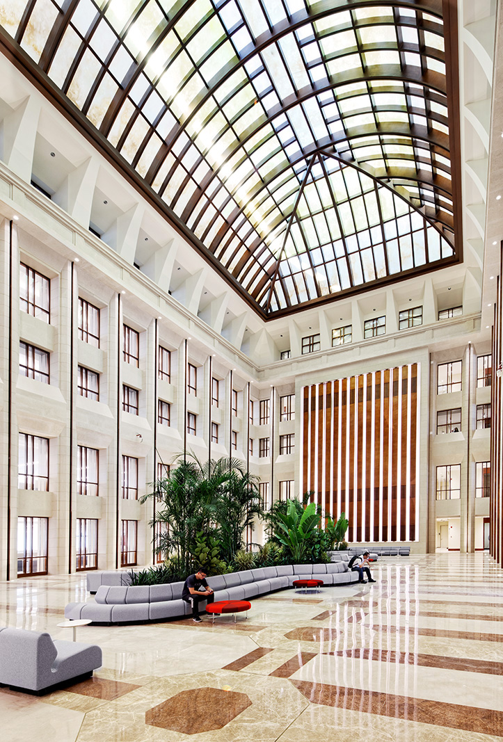 Interior, exterior, and aerial drone architectural photography of the Huawei Financial Center in Shenzhen, China commissioned by HDR Architects. © Paul Dingman architectural photographer