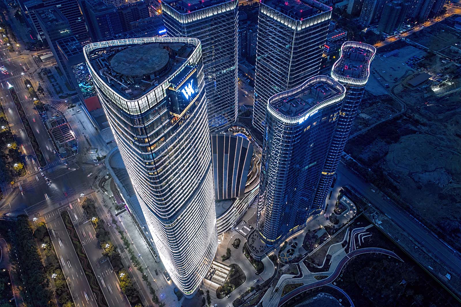 Aerial drone architectural photography of various buildings and projects in China and Asia by Paul Dingman